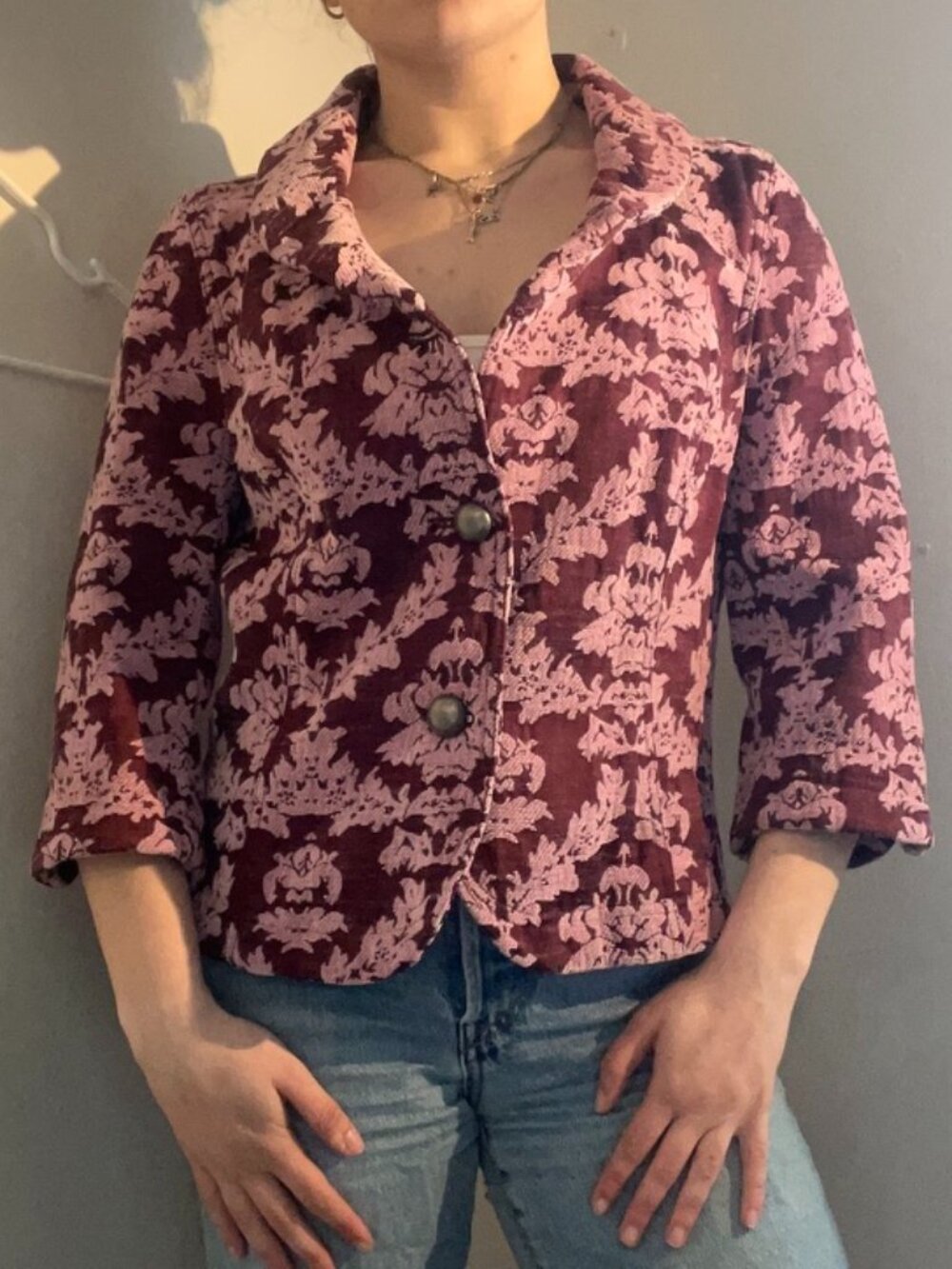 DKNY 3/4 Sleeves Floral Blazer/Jacket